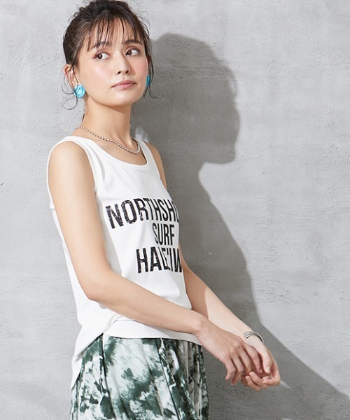 SMILE LAND（スマイルランド）の「大きいサイズ ロゴプリントタンクトップ（タンクトップ・レディース・ブラック/オフホワイト・L/4L/5L/3L/LL）」の3枚目の写真