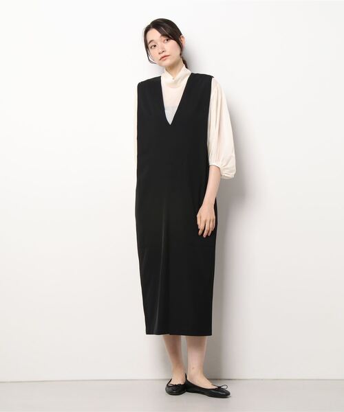 ADAM ET ROPE'（アダムエロペ）の「【WEB限定】2WAYジャンパースカートコンビブラウス（ジャンパースカート・レディース・ブラック/ベージュ・FREE）」の4枚目の写真