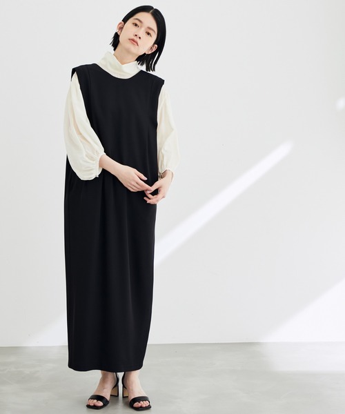 ADAM ET ROPE'（アダムエロペ）の「【WEB限定】2WAYジャンパースカートコンビブラウス（ジャンパースカート・レディース・ブラック/ベージュ・FREE）」の2枚目の写真