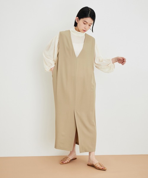 ADAM ET ROPE'（アダムエロペ）の「【WEB限定】2WAYジャンパースカートコンビブラウス（ジャンパースカート・レディース・ブラック/ベージュ・FREE）」の9枚目の写真