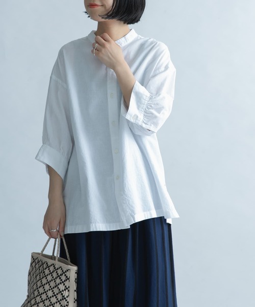 FORK&SPOON(フォークアンドスプーン)の「FORK&SPOON コットンリネンブラウス(シャツ/ブラウス・レディース・ストライプ/チェック/オフホワイト・1)」の4枚目の写真