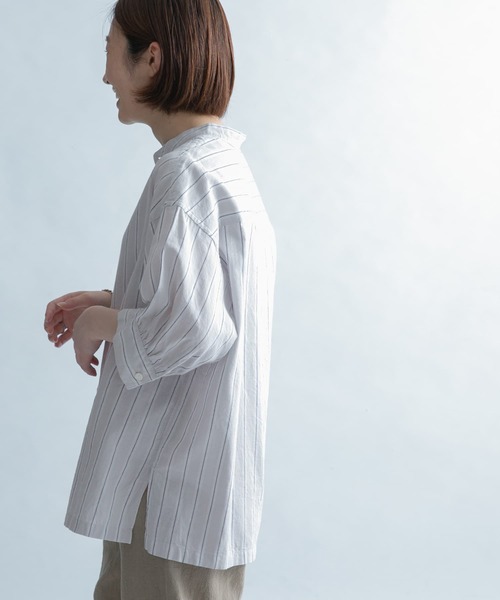 FORK&SPOON(フォークアンドスプーン)の「FORK&SPOON コットンリネンブラウス(シャツ/ブラウス・レディース・ストライプ/チェック/オフホワイト・1)」の22枚目の写真