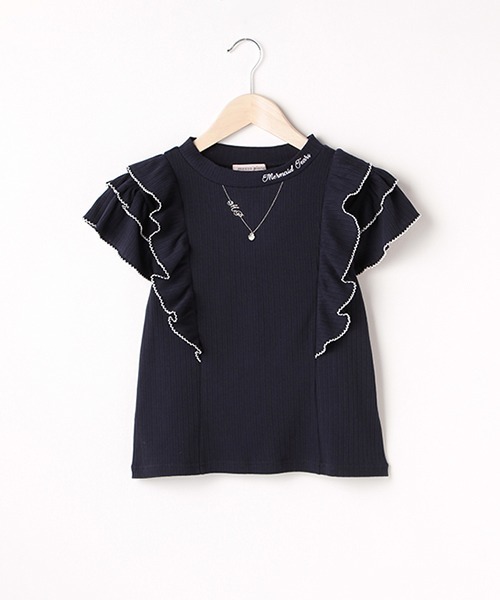 専用 新品メゾピアノ ピコフリル2WAY肩あき半袖Tシャツ  他1点 160cm mezzo piano Junior（メゾピアノジュニア）の「ピコフリル2WAY肩
