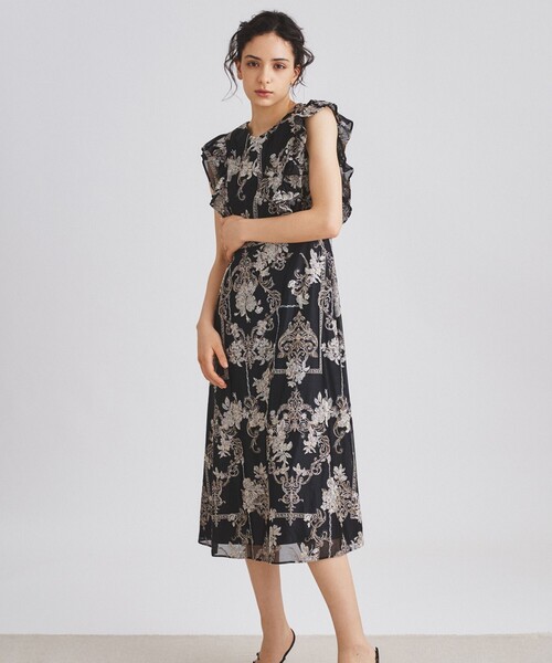 GRACE CONTINENTAL（グレースコンチネンタル）の「オーナメント刺繍ワンピース（ワンピース・レディース・ブラック/オレンジ・36/38）」の13枚目の写真