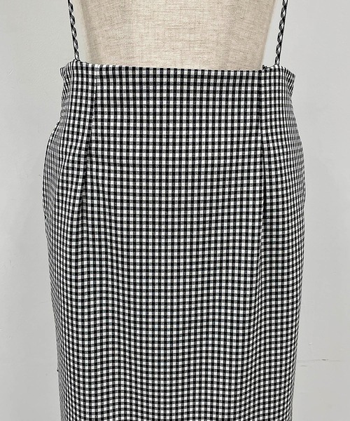PICCIN（ピッチン）の「肩ひも付きギンガムチェックタイトスカート（ジャンパースカート・レディース・ブラック・M）」の21枚目の写真