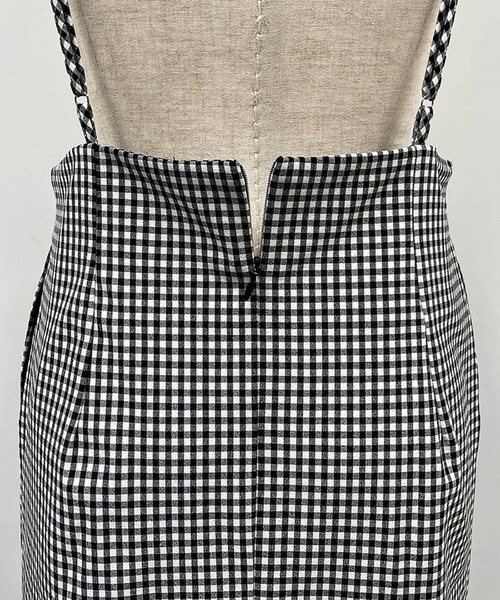 PICCIN（ピッチン）の「肩ひも付きギンガムチェックタイトスカート（ジャンパースカート・レディース・ブラック・M）」の14枚目の写真