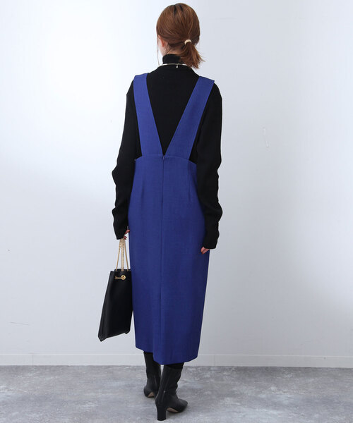 SLOBE IENA（スローブイエナ）の「ウール混ジャンスカ（ジャンパースカート・レディース・ブルー/ブラック・38/36）」の8枚目の写真