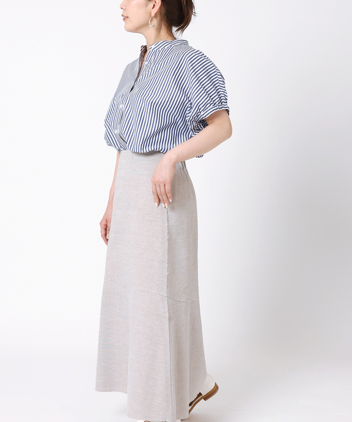 B.C STOCK(ベーセーストック)の「TCブロードストライプシャツ(シャツ/ブラウス・レディース・ネイビー/ブラウン/グリーン・FREE)」の14枚目の写真