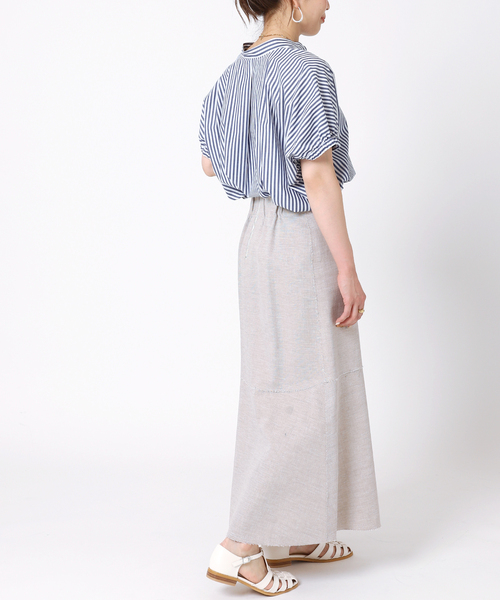 B.C STOCK(ベーセーストック)の「TCブロードストライプシャツ(シャツ/ブラウス・レディース・ネイビー/ブラウン/グリーン・FREE)」の15枚目の写真