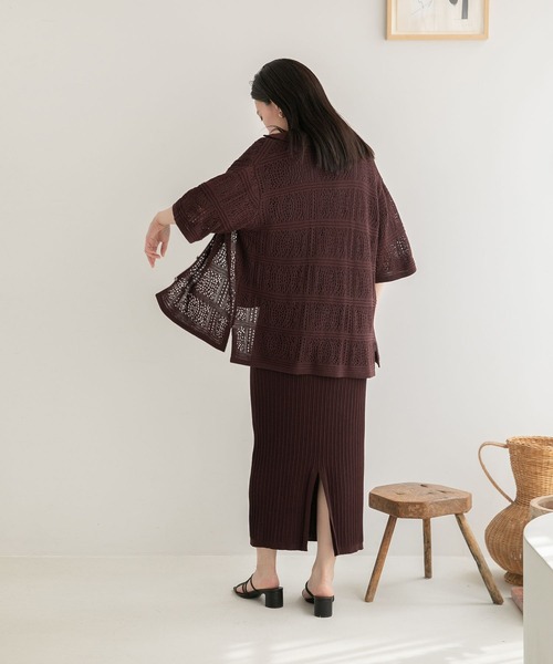 LOWRYS FARM（ローリーズファーム）の「ヘンケイリブニットマキシスカート　346398（スカート・レディース・ブルー/ダークブラウン/ブラック・FREE）」の5枚目の写真