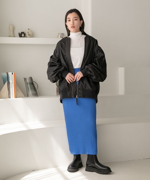 LOWRYS FARM（ローリーズファーム）の「ヘンケイリブニットマキシスカート　346398（スカート・レディース・ブルー/ダークブラウン/ブラック・FREE）」の7枚目の写真