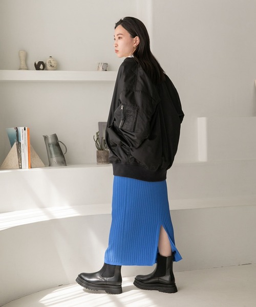 LOWRYS FARM（ローリーズファーム）の「ヘンケイリブニットマキシスカート　346398（スカート・レディース・ブルー/ダークブラウン/ブラック・FREE）」の8枚目の写真