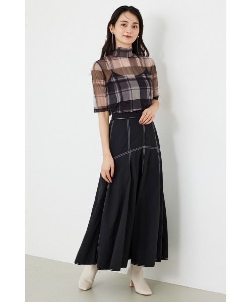 rienda(リエンダ)の「シアーチェックチュールトップス(Tシャツ/カットソー・レディース・オレンジ系その他/ブラック系その他/ブラック・FREE)」の3枚目の写真