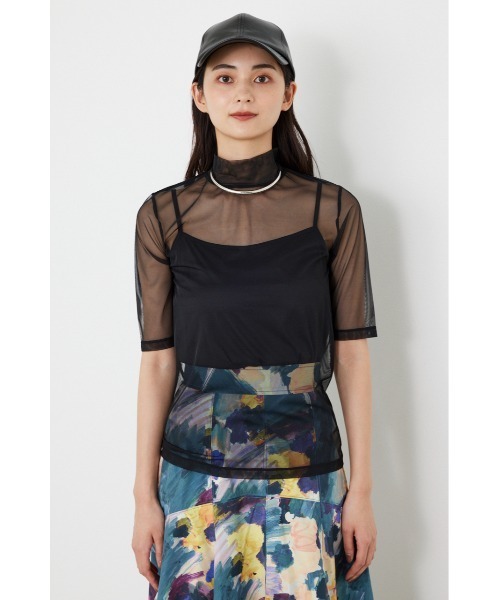 rienda(リエンダ)の「シアーチェックチュールトップス(Tシャツ/カットソー・レディース・オレンジ系その他/ブラック系その他/ブラック・FREE)」の8枚目の写真