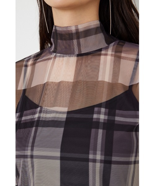 rienda(リエンダ)の「シアーチェックチュールトップス(Tシャツ/カットソー・レディース・オレンジ系その他/ブラック系その他/ブラック・FREE)」の15枚目の写真