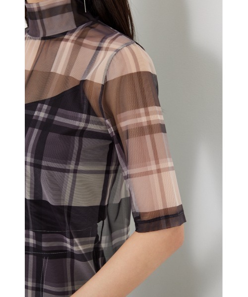 rienda(リエンダ)の「シアーチェックチュールトップス(Tシャツ/カットソー・レディース・オレンジ系その他/ブラック系その他/ブラック・FREE)」の16枚目の写真