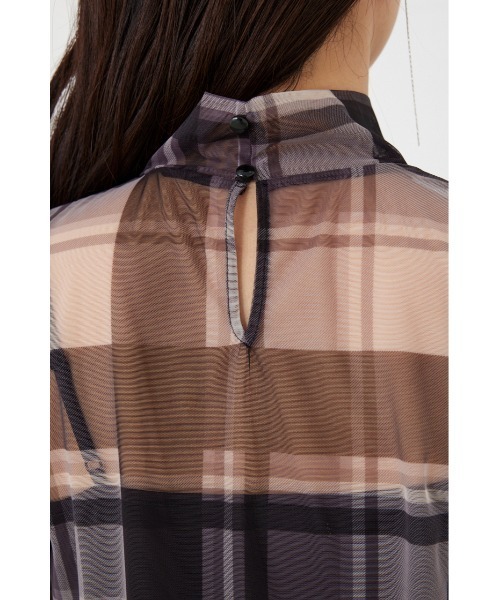 rienda（リエンダ）の「シアーチェックチュールトップス（Tシャツ