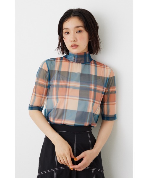 rienda(リエンダ)の「シアーチェックチュールトップス(Tシャツ/カットソー・レディース・オレンジ系その他/ブラック系その他/ブラック・FREE)」の19枚目の写真