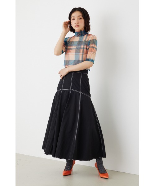 rienda(リエンダ)の「シアーチェックチュールトップス(Tシャツ/カットソー・レディース・オレンジ系その他/ブラック系その他/ブラック・FREE)」の21枚目の写真