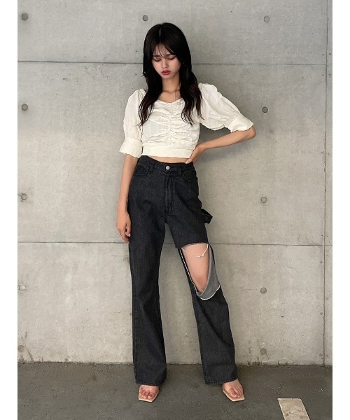 ENVYM（アンビー）の「バックリボンＢＬ（シャツ/ブラウス・レディース・ホワイト/ブラック/ブルー・FREE）」の4枚目の写真