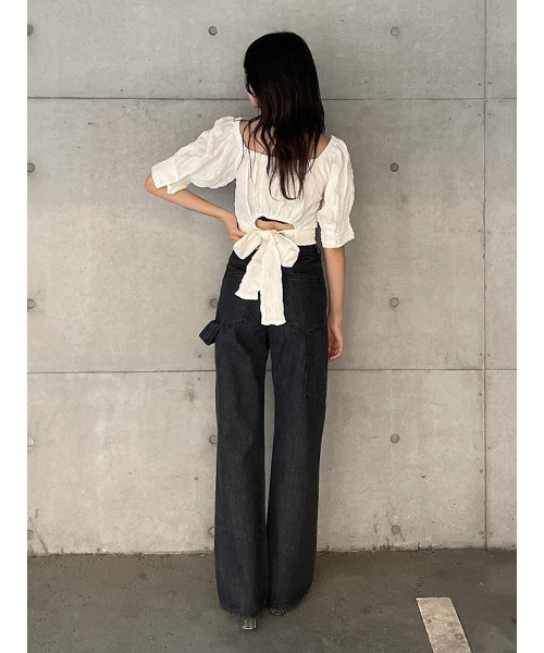 ENVYM（アンビー）の「バックリボンＢＬ（シャツ/ブラウス・レディース・ホワイト/ブラック/ブルー・FREE）」の10枚目の写真