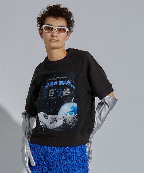 MAISON SPECIAL(メゾンスペシャル)の「SPACE TOURハーフスリーブトップ【MAISON SPECIAL/メゾンスペシャル】(スウェット・レディース・ブラック/ブルー/イエロー・FREE)」の2枚目の写真