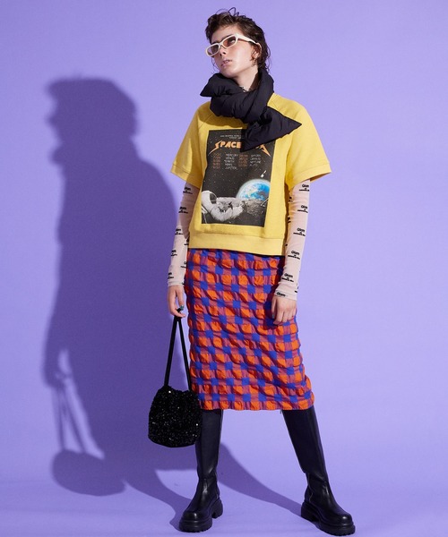 MAISON SPECIAL(メゾンスペシャル)の「SPACE TOURハーフスリーブトップ【MAISON SPECIAL/メゾンスペシャル】(スウェット・レディース・ブラック/ブルー/イエロー・FREE)」の9枚目の写真