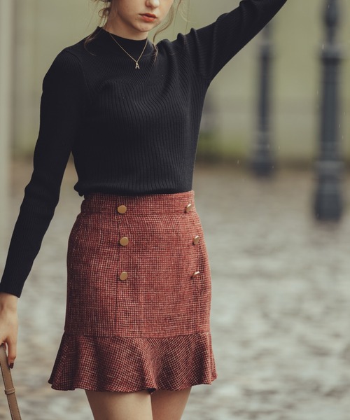 Cheek（チーク）の「ツイードミニマーメイドスカート（スカート・レディース・グレー/ワイン/ブラック・SMALL/MEDIUM）」の7枚目の写真