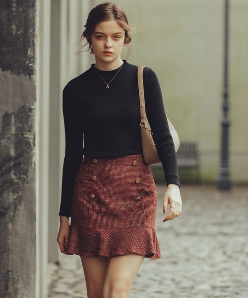 Cheek（チーク）の「ツイードミニマーメイドスカート（スカート・レディース・グレー/ワイン/ブラック・SMALL/MEDIUM）」の9枚目の写真