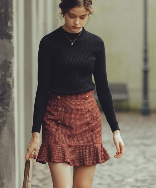 Cheek（チーク）の「ツイードミニマーメイドスカート（スカート・レディース・グレー/ワイン/ブラック・SMALL/MEDIUM）」の10枚目の写真