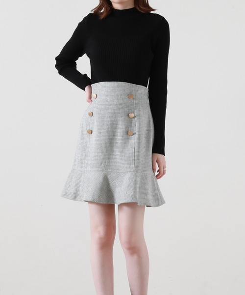 Cheek（チーク）の「ツイードミニマーメイドスカート（スカート・レディース・グレー/ワイン/ブラック・SMALL/MEDIUM）」の12枚目の写真