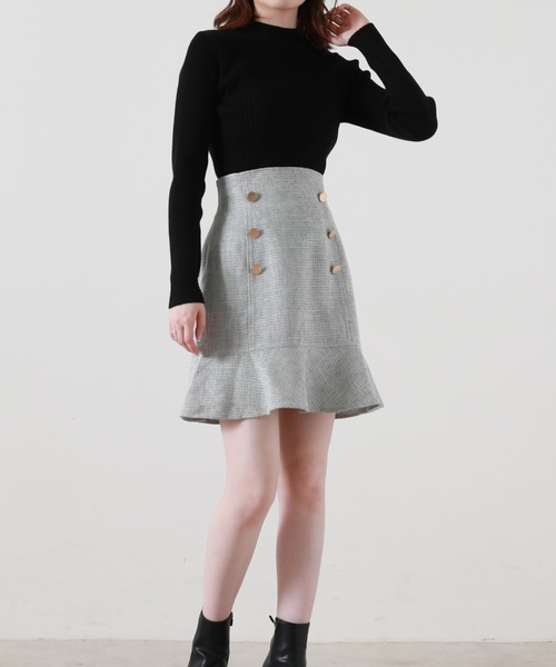 Cheek（チーク）の「ツイードミニマーメイドスカート（スカート・レディース・グレー/ワイン/ブラック・SMALL/MEDIUM）」の13枚目の写真