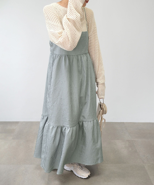 ＡＮＤＪ（アンドジェイ）の「【2022/AW】ふくれジャガードキャミワンピース（ワンピース・レディース・ブラック/ベージュ系その他/ブルー・M）」の3枚目の写真