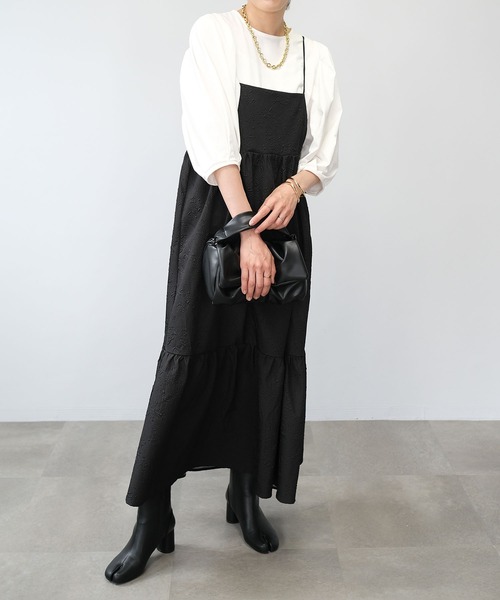 ＡＮＤＪ（アンドジェイ）の「【2022/AW】ふくれジャガードキャミワンピース（ワンピース・レディース・ブラック/ベージュ系その他/ブルー・M）」の7枚目の写真