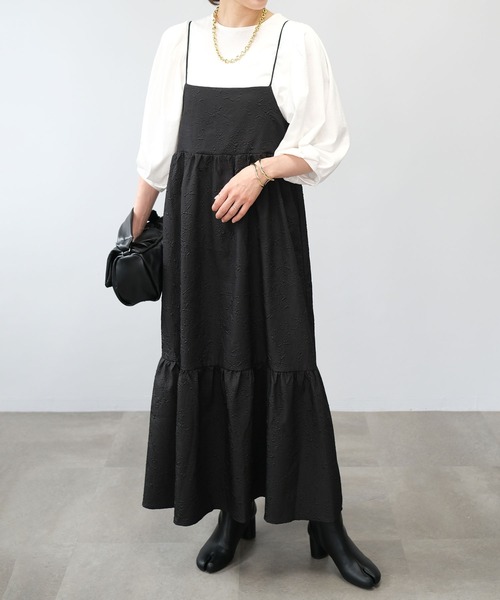 ＡＮＤＪ（アンドジェイ）の「【2022/AW】ふくれジャガードキャミワンピース（ワンピース・レディース・ブラック/ベージュ系その他/ブルー・M）」の12枚目の写真