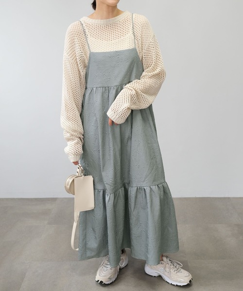 ＡＮＤＪ（アンドジェイ）の「【2022/AW】ふくれジャガードキャミワンピース（ワンピース・レディース・ブラック/ベージュ系その他/ブルー・M）」の10枚目の写真
