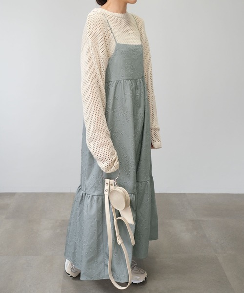 ＡＮＤＪ（アンドジェイ）の「【2022/AW】ふくれジャガードキャミワンピース（ワンピース・レディース・ブラック/ベージュ系その他/ブルー・M）」の8枚目の写真