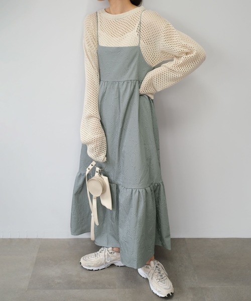 ＡＮＤＪ（アンドジェイ）の「【2022/AW】ふくれジャガードキャミワンピース（ワンピース・レディース・ブラック/ベージュ系その他/ブルー・M）」の21枚目の写真