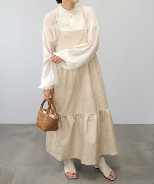 ＡＮＤＪ（アンドジェイ）の「【2022/AW】ふくれジャガードキャミワンピース（ワンピース・レディース・ブラック/ベージュ系その他/ブルー・M）」の11枚目の写真