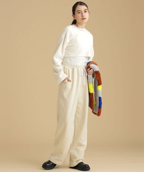 Ray BEAMS(レイビームス)の「Ray BEAMS / シャギー クロップド プルオーバー(Tシャツ/カットソー・レディース・ライトブルー/オフホワイト・ONE SIZE)」の12枚目の写真