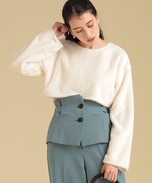 Ray BEAMS(レイビームス)の「Ray BEAMS / シャギー クロップド プルオーバー(Tシャツ/カットソー・レディース・ライトブルー/オフホワイト・ONE SIZE)」の15枚目の写真