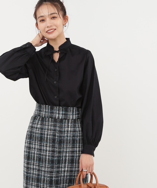 N.（N. Natural Beauty Basic）（エヌエヌナチュラルビューティーベーシック）の「◆コードリボンフリルネックブラウス（シャツ/ブラウス・レディース・クリーム/イエロー/ブラック・MEDIUM）」の2枚目の写真