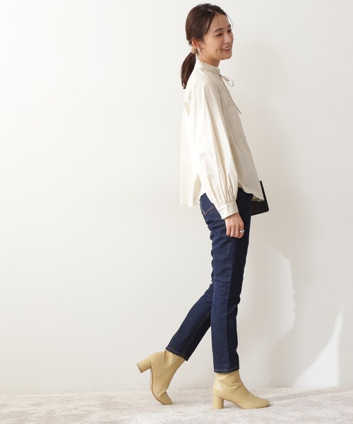 N.（N. Natural Beauty Basic）（エヌエヌナチュラルビューティーベーシック）の「◆コードリボンフリルネックブラウス（シャツ/ブラウス・レディース・クリーム/イエロー/ブラック・MEDIUM）」の12枚目の写真