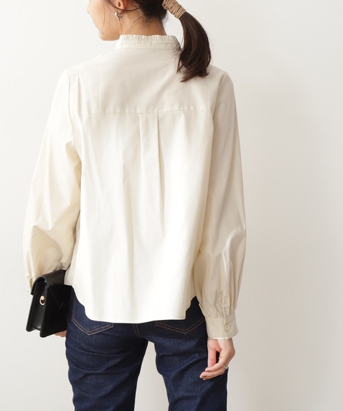 N.（N. Natural Beauty Basic）（エヌエヌナチュラルビューティーベーシック）の「◆コードリボンフリルネックブラウス（シャツ/ブラウス・レディース・クリーム/イエロー/ブラック・MEDIUM）」の4枚目の写真