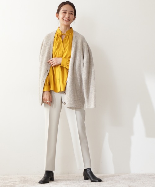 N.（N. Natural Beauty Basic）（エヌエヌナチュラルビューティーベーシック）の「◆コードリボンフリルネックブラウス（シャツ/ブラウス・レディース・クリーム/イエロー/ブラック・MEDIUM）」の8枚目の写真