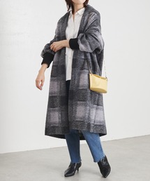 COLLAGE GALLARDAGALANTE | トレンドのチェック柄/軽量//スライバーチェックコート/手洗い可(ノーカラーコート)