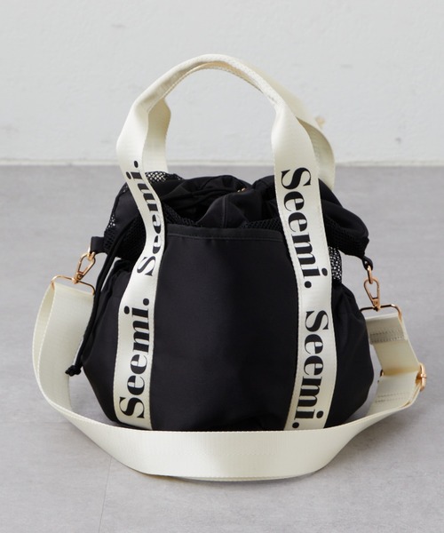 Seemi. byNICECLAUP（ シーミーバイナイスクラップ）の「【Seemi】Seemi.巾着トートBAG（トートバッグ・レディース・アイボリー/ブラック・FREE）」の20枚目の写真