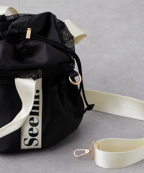 Seemi. byNICECLAUP（ シーミーバイナイスクラップ）の「【Seemi】Seemi.巾着トートBAG（トートバッグ・レディース・アイボリー/ブラック・FREE）」の21枚目の写真