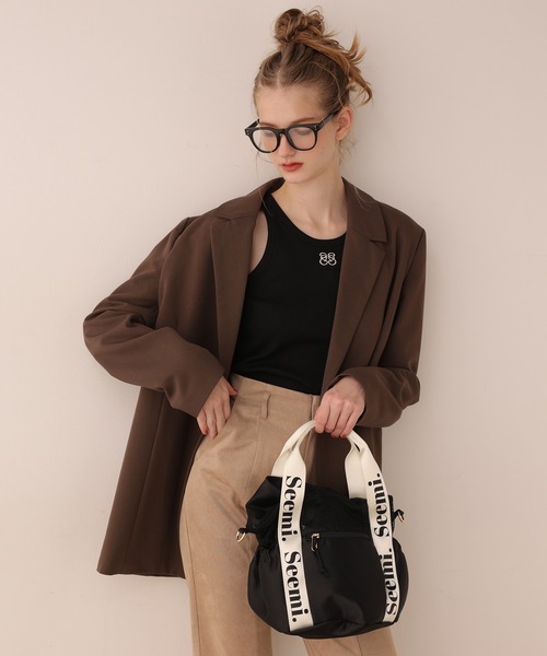 Seemi. byNICECLAUP（ シーミーバイナイスクラップ）の「【Seemi】Seemi.巾着トートBAG（トートバッグ・レディース・アイボリー/ブラック・FREE）」の7枚目の写真