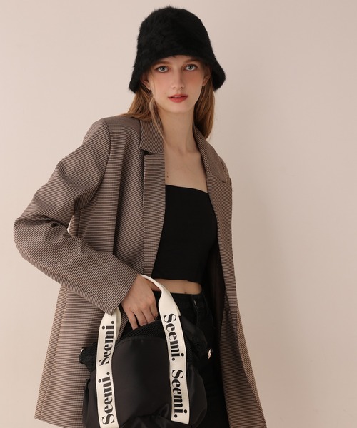 Seemi. byNICECLAUP（ シーミーバイナイスクラップ）の「【Seemi】Seemi.巾着トートBAG（トートバッグ・レディース・アイボリー/ブラック・FREE）」の8枚目の写真